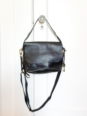 Fossil Black Leather Shoulder Crossbody Bag
